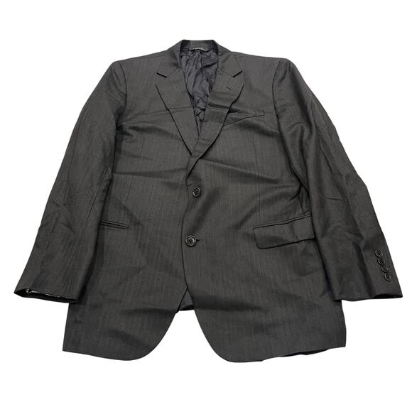 13-19 BROOKS BROTHERS Men's Fitzgerald 1818 Wool Suit Striped Black Size 42R/W36 - Picture 2 of 16